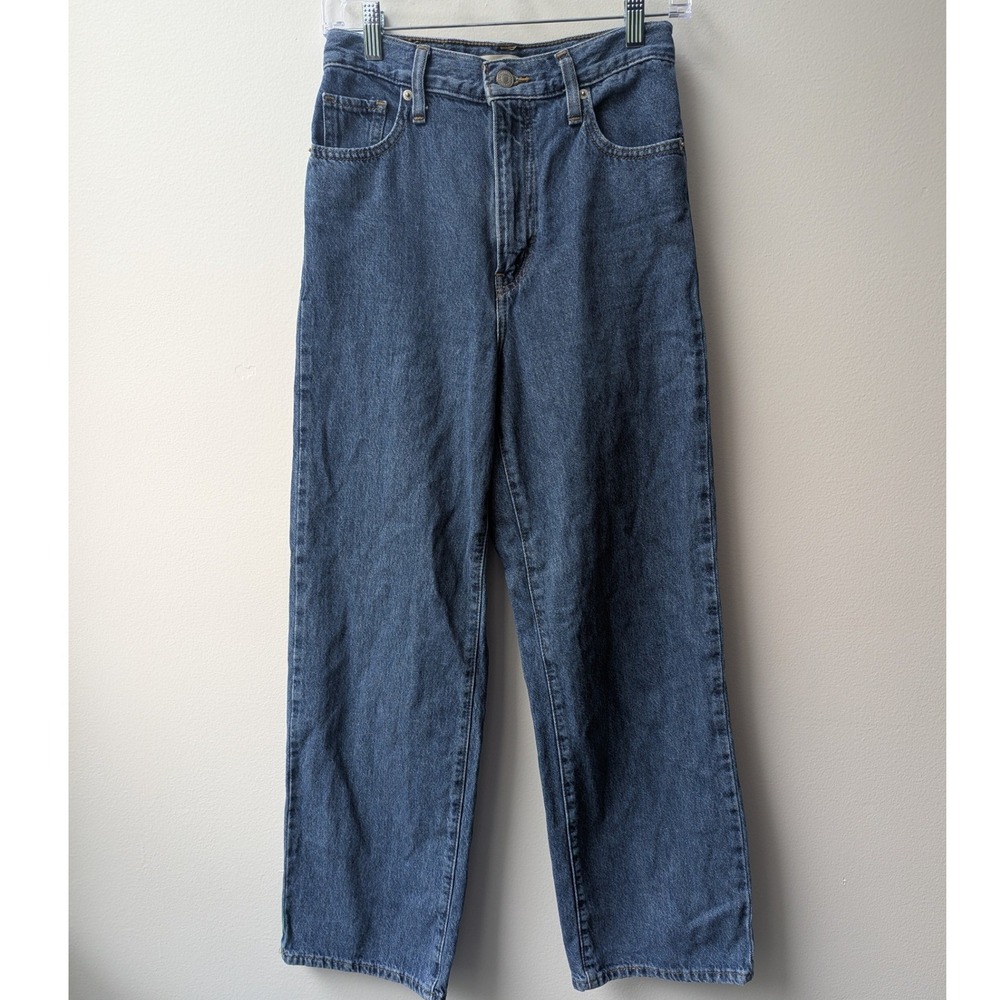 Levis High Waisted Straight Leg Jeans Blue Cotton Hemp Denim Sz 26 Sustainable
